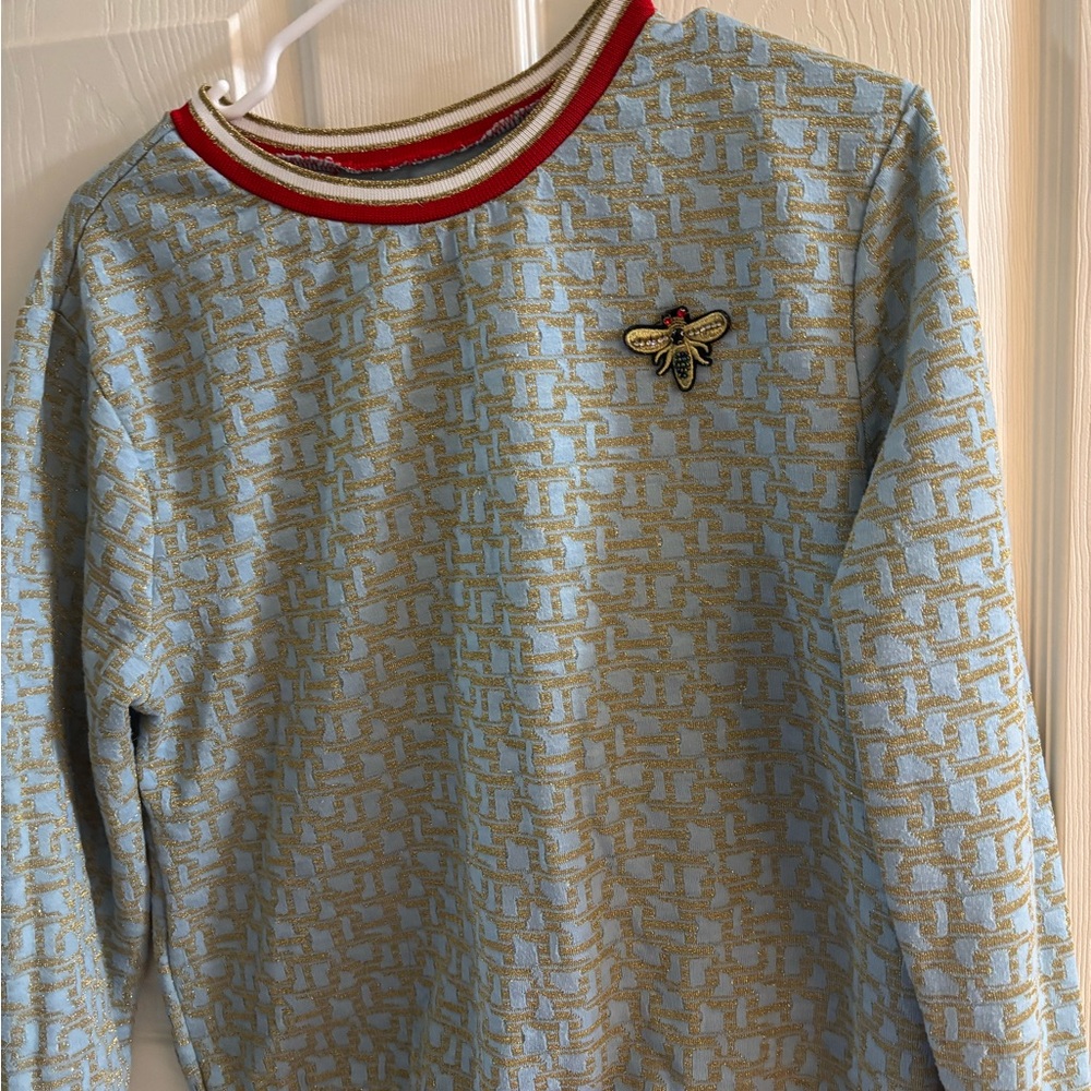A Blue and Gold Sweater red linings